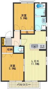 グランシードのぐち【1階】の間取り