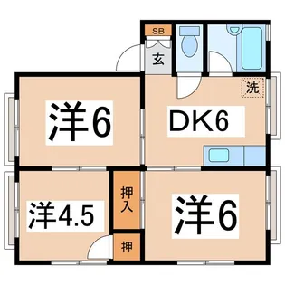 コーポ三神D【2階】の間取り