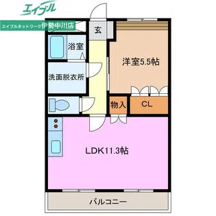 ヴィラージュ三雲【2階】の間取り