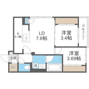 LiveCasa豊平【4階】の間取り