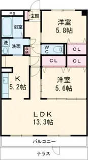 風の杜北館【3階】の間取り