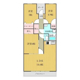 スカイコートあけぼの【1階】の間取り
