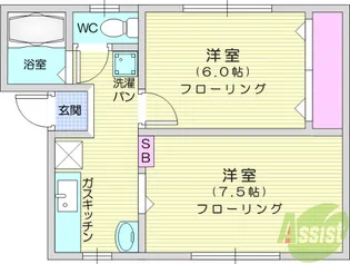 広岡ハイツ【3階】の間取り