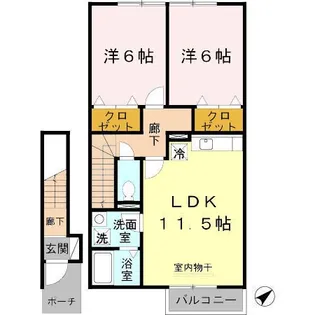 滋賀県大津市下阪本6【アパート】の間取り