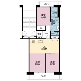 港南台駅前プラザ3号棟【3階】の間取り