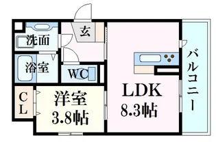 セジュール広島萬象園【1階】の間取り