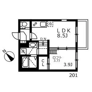 愛知県名古屋市北区志賀町3【アパート】の間取り