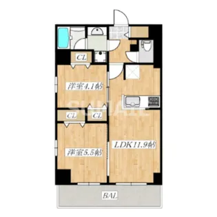 クラウンマンション椿【5階】の間取り