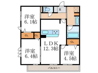 エトワール大山崎【3階】の間取り