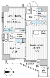 Totsu Residence Kaminarimon【15階】の間取り