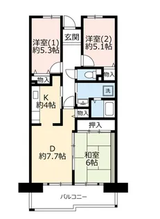 UR酉島リバーサイドヒルなぎさ街【3階】の間取り