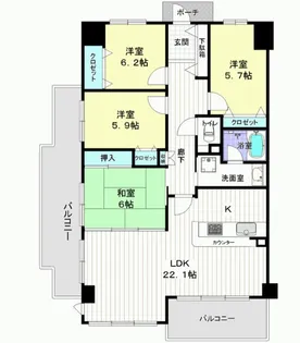 ラ・モール芦屋【3階】の間取り