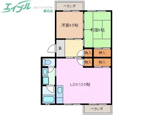 スカイラーク中村【1階】の間取り