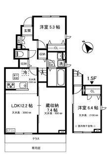 オーチャードB【1階】の間取り