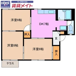 ファミール宇治 B【1階】の間取り
