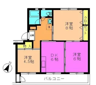 大宮指扇住宅1号棟【3階】の間取り