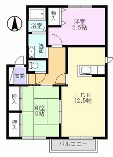 ヴィルヌーブ坂下B棟【2階】の間取り