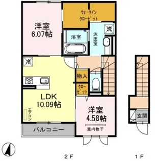 プリムヴェール 弐十参番館【2階】の間取り