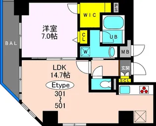 ソレアード菊川【3階】の間取り