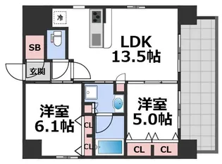 プレサンス四天王寺【12階】の間取り