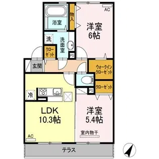 ヴィラージュ月出【1階】の間取り