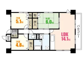 ユアコート西原【4階】の間取り