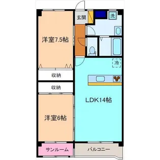 プランドール花里【1階】の間取り