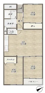 夢野ハイタウン3号棟【8階】の間取り