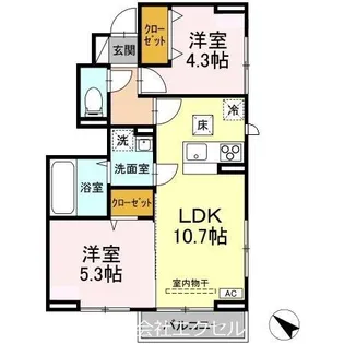 東京都日野市東豊田2【アパート】の間取り
