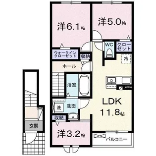 フォレストヒルズB【2階】の間取り