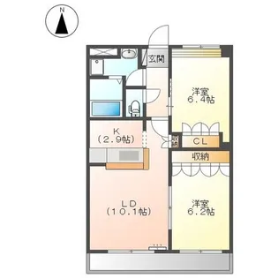 ヴァンパインコートB棟【2階】の間取り