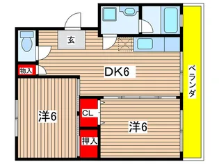 耕雲ハイツB棟【1階】の間取り