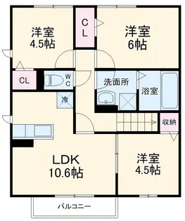 GRAND RISE TSUKUBA A棟【2階】の間取り