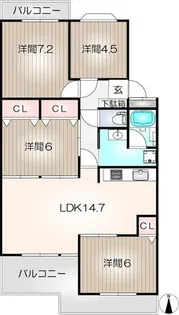 エルグランデ萩山【1階】の間取り