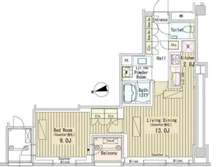 パークアクシス御成門【18階】の間取り