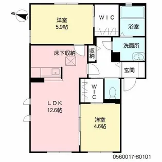ビラ産島 弐番館【1階】の間取り