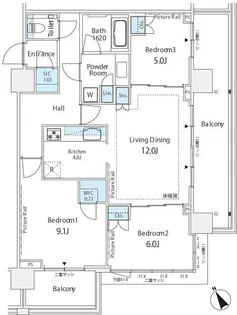 シティタワー新宿B棟【7階】の間取り
