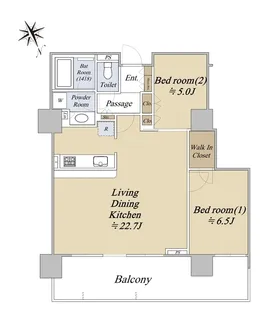 メガシティタワーズTHE EAST【37階】の間取り