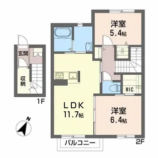 シャーメゾンガーデンズ下長B【2階】の間取り