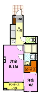 シャンテ・フルール【1階】の間取り