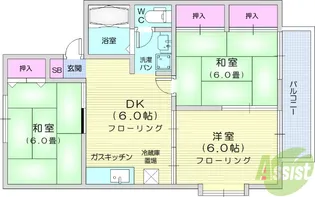 セジュール・S・COURT B【2階】の間取り