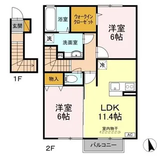 フォンテーヌ B【2階】の間取り