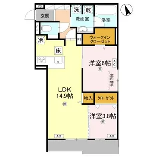 メゾンルル赤川【1階】の間取り