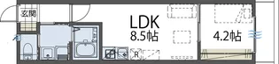 ★1LDK★シエスタデュオ一橋学園コンテムセオEast棟【1階】の間取り