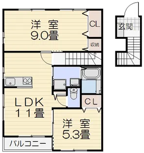 クラルテメゾン リリー【2階】の間取り