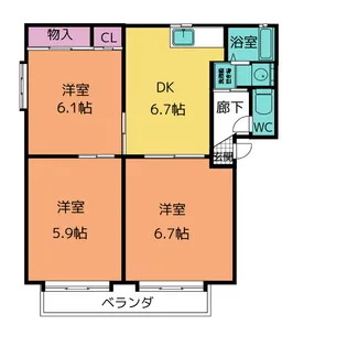 サニーハウスA【2階】の間取り