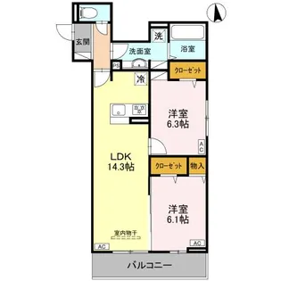 ラ・フルール紅雲【3階】の間取り