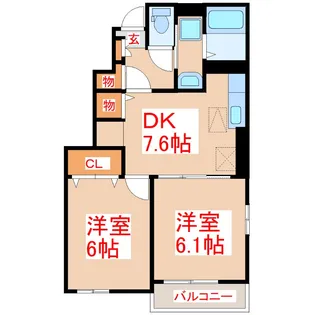 2DKの間取り画像