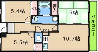 ボヌール御崎【6階】の間取り