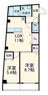 ドエル・シャンビエン【1階】の間取り